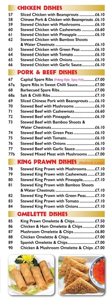 Menu of Great Wall, Chinese Takeaway in Caerphilly